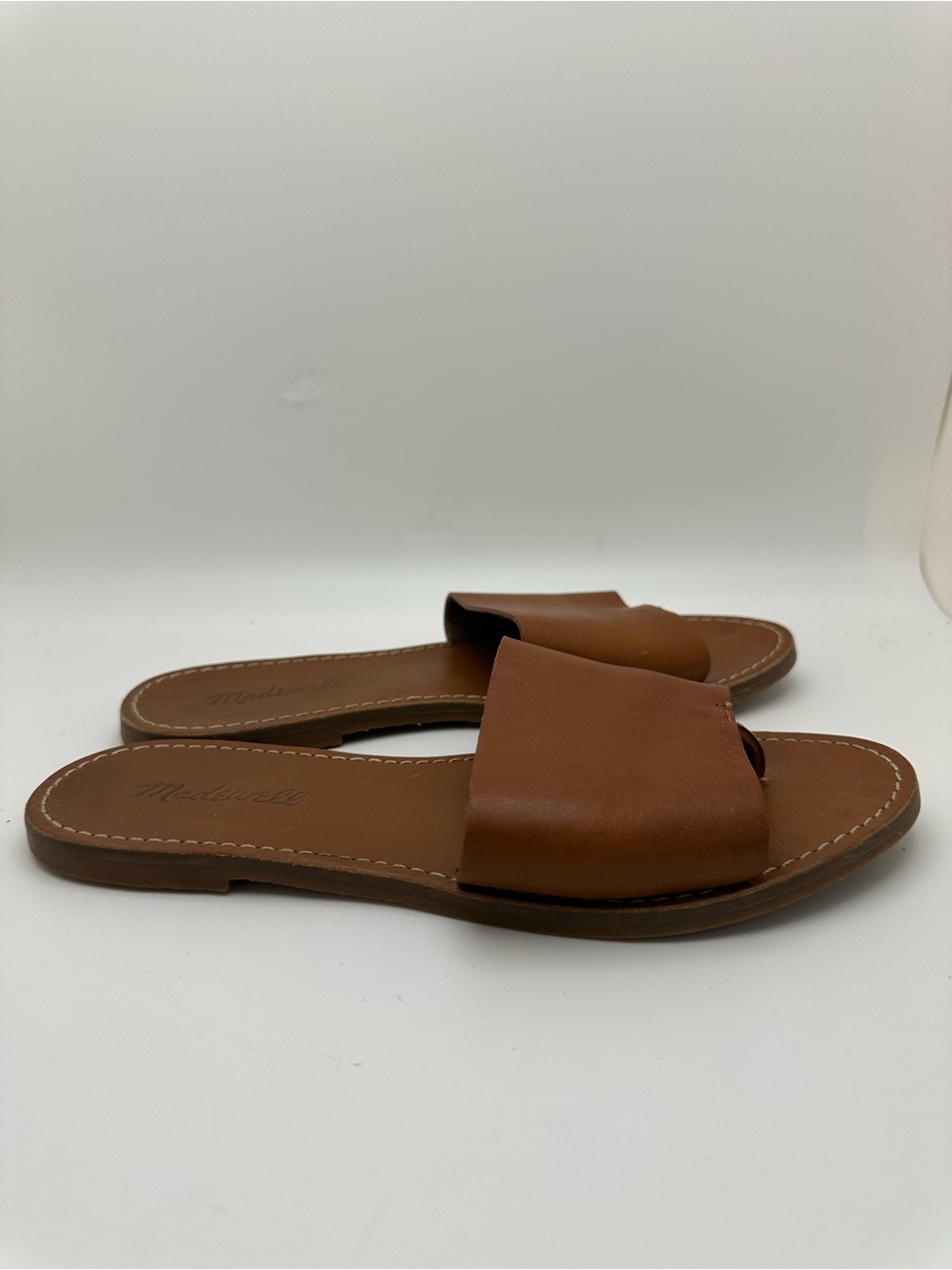 Madewell Brown Leather Slide Sandals with Toe Loop Sz 7.5 - Picture 6 of 10